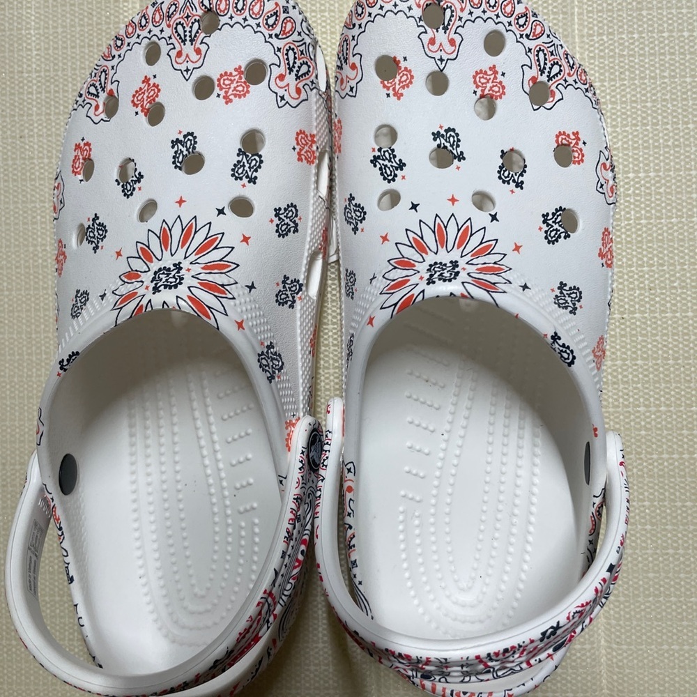 CROCS White and Orange Patterned Clogs - Picture 2 of 3